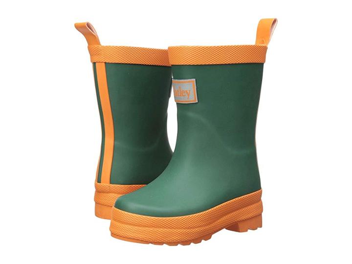 Hatley Kids Kid's Color Block Rain Boots (toddler/little Kid) (hunter Green/orange) Girls Shoes