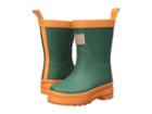 Hatley Kids Kid's Color Block Rain Boots (toddler/little Kid) (hunter Green/orange) Girls Shoes