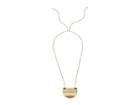 Cole Haan Round Wave Motif On Adjustable Slider Chain Necklace (matte/polished Gold) Necklace