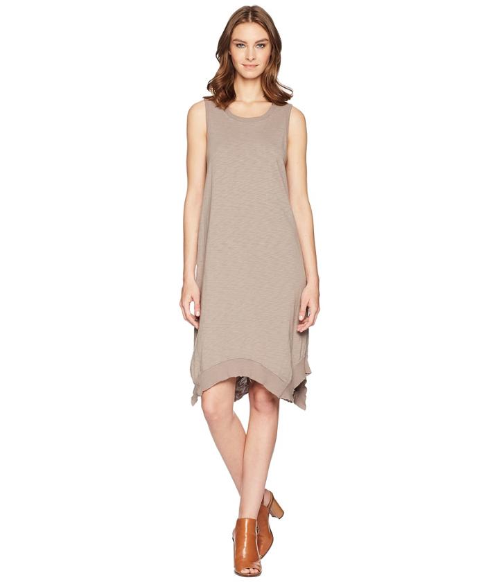 Dylan By True Grit Luxe Cotton Slub Hanky Hem Dress (gravel) Women's Dress