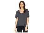 Ellen Tracy Stripe Knit Top W/ Flouncy Hem (ink/cream Combo) Women's Blouse