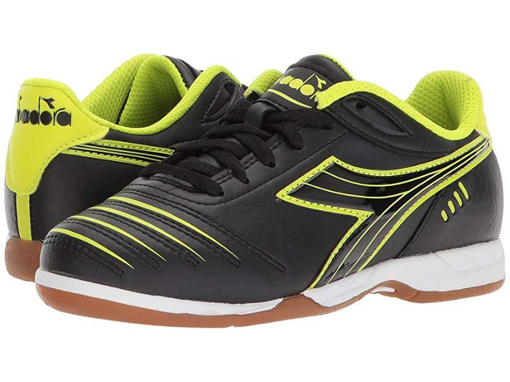 Diadora Kids Cattura Id Jr Soccer (little Kid/big Kid) (black/yellow Flou) Kids Shoes