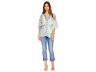 Steve Madden Linear Floral Short Belted Kimono (mint) Women's Clothing