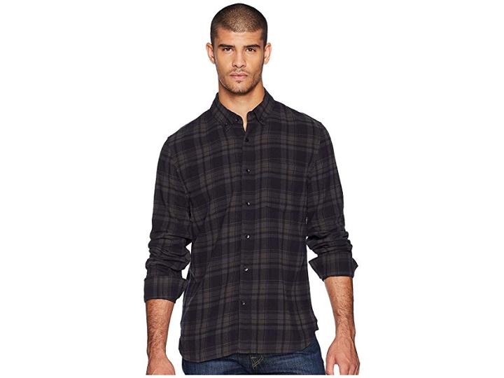 Joe's Jeans Picciano Long Sleeve Overdyed Woven (blue/grey Plaid) Men's Clothing