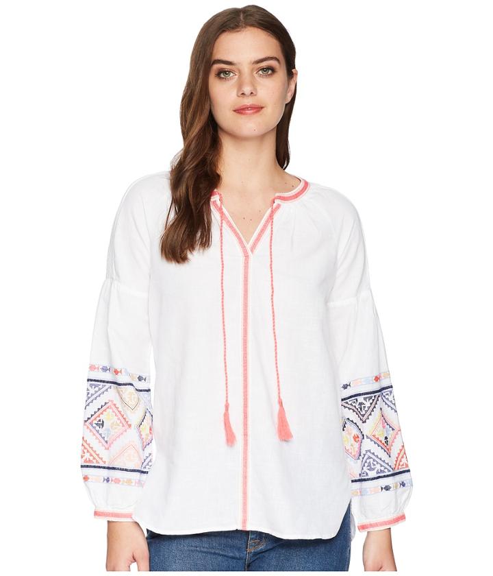 Joules Yolanda Long Sleeve Embroidered Blouse (bright White) Women's Blouse