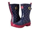Joules Mid Molly Welly (navy Spot Rubber) Women's Rain Boots