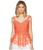 Nicole Miller Kinsey Crochet Lace Top (coral Reef) Women's Clothing