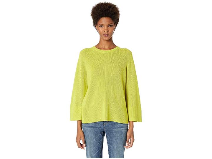 Eileen Fisher Crew Neck 3/4 Sleeve Box-top (verbena) Women's Sweater