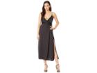 Jill Jill Stuart T-length Satin Wrap Dress (black) Women's Dress