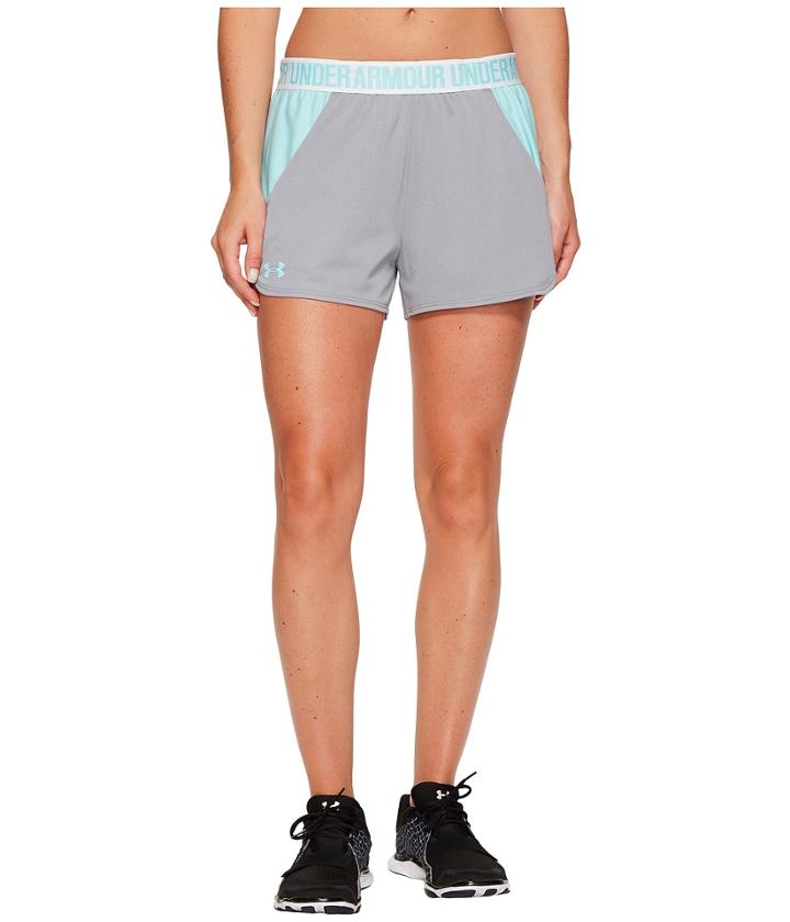 Under Armour New Play Up Shorts (true Gray Heather/blue Infinity/blue Infinity) Women's Shorts