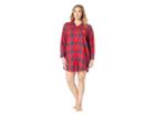 Lauren Ralph Lauren Plus Size Brushed Twill His Shirt Sleepshirt (red Plaid) Women's Pajama