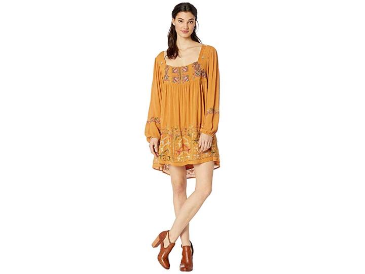 Free People Rhiannon Embroidered Mini (mustard) Women's Dress