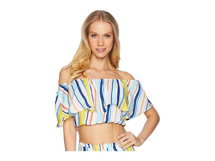 Nanette Lepore Amalfi Coast Off The Shoulder Crop Top (multi) Women's Swimwear