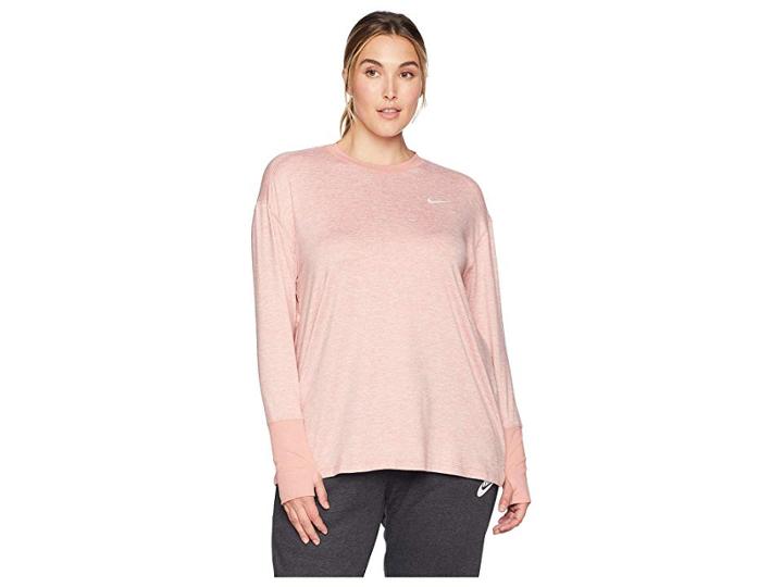 Nike Element Crew Top (sizes 1x-3x) (rust Pink/heather) Women's Long Sleeve Pullover