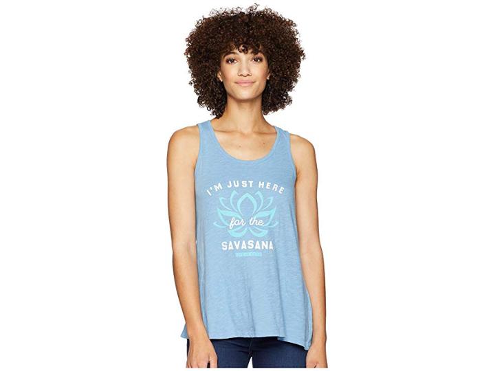Life Is Good Here For The Savasana Breezy Tank Top (powder Blue) Women's Sleeveless