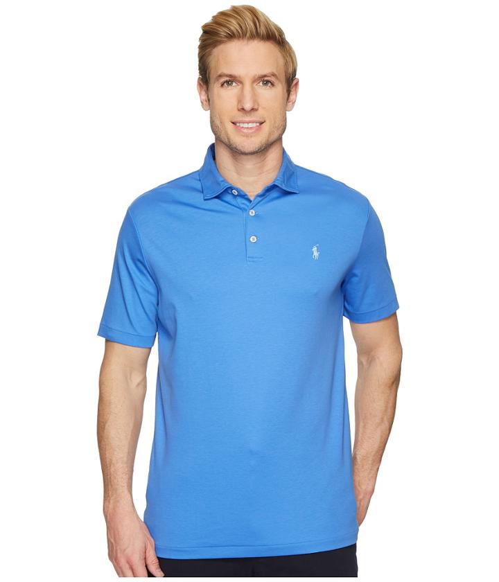 Polo Ralph Lauren Pima Polo Short Sleeve Knit (scottsdale Blue) Men's Clothing