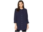 Mod-o-doc Sandwashed Twill Dolman Sleeve Button Front Shirt (navy) Women's Clothing