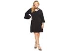 Kari Lyn Plus Size Brea Bell Sleeve Keyhole Dress (black) Women's Dress