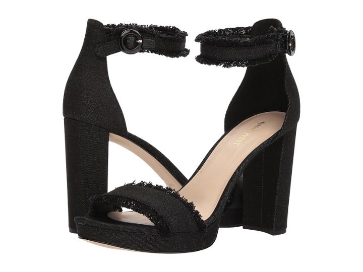 Nine West Daranita Platform Heel Sandal (black Cool Denim) High Heels