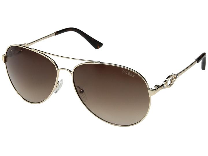 Guess Gf6064 (shiny Gold/brown Gradient Lens) Fashion Sunglasses