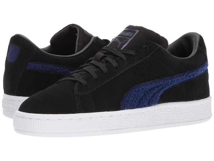 Puma Kids Suede Classic Terry (big Kid) (puma Black/blue Depths) Boys Shoes