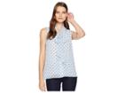Vince Camuto Sleeveless Romantic Dots Tie Neck Blouse (lake Breeze) Women's Blouse