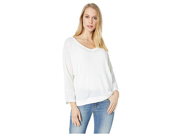 Splendid 3/4 Sleeve Pj Top (white) Women's Pajama
