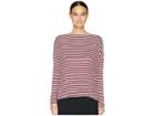 Vince Midi Stripe Off Shoulder Top (natural Cream/merlot) Women's Clothing