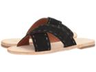 Frye Avery Pickstitch Slide (black Soft Oiled Suede) Women's Sandals
