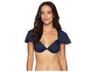 Michael Michael Kors Solids Cap Sleeve Underwire Bikini Top (new Navy) Women's Swimwear