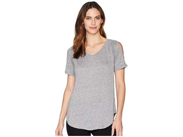 Mod-o-doc Linen Jersey Cold Shoulder Raglan Tee (grey) Women's T Shirt