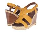 Cole Haan Breecey Wedge (mineral Yellow Leather/natural Jute/natural Stacked) Women's Wedge Shoes