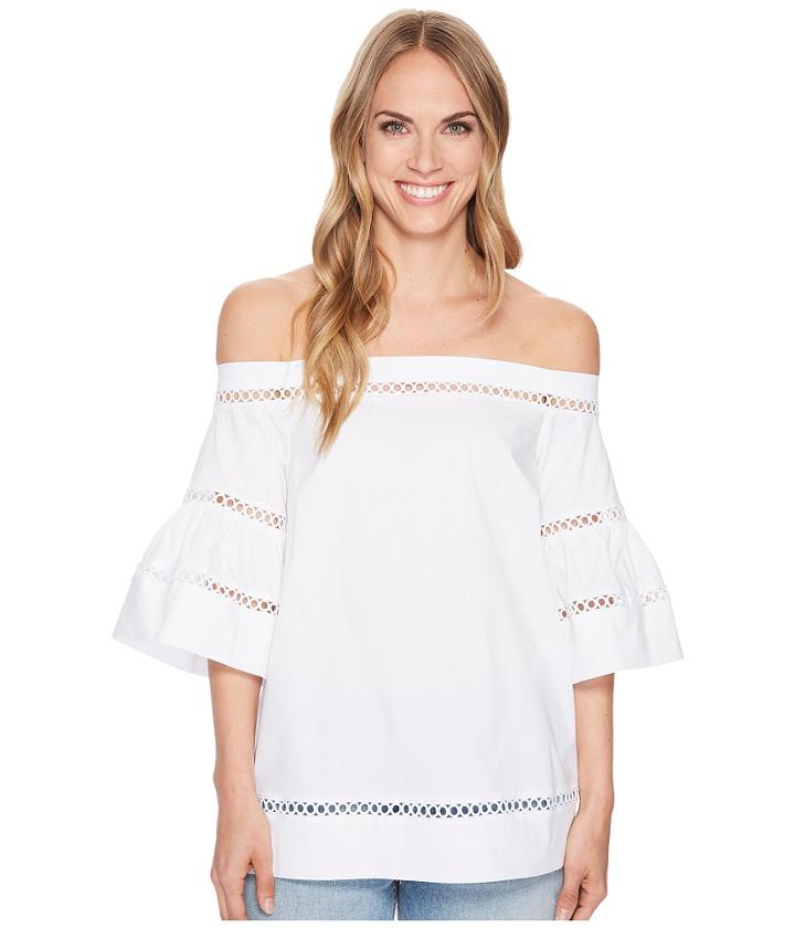 Michael Michael Kors Off Shoulder Trim Top (white) Women's Clothing