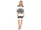 Adrianna Papell Fitted Placed Printed Lace (ivory) Women's Dress