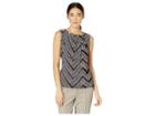 Tommy Hilfiger Printed Bead Neck Knit Top (seash Multi) Women's Clothing