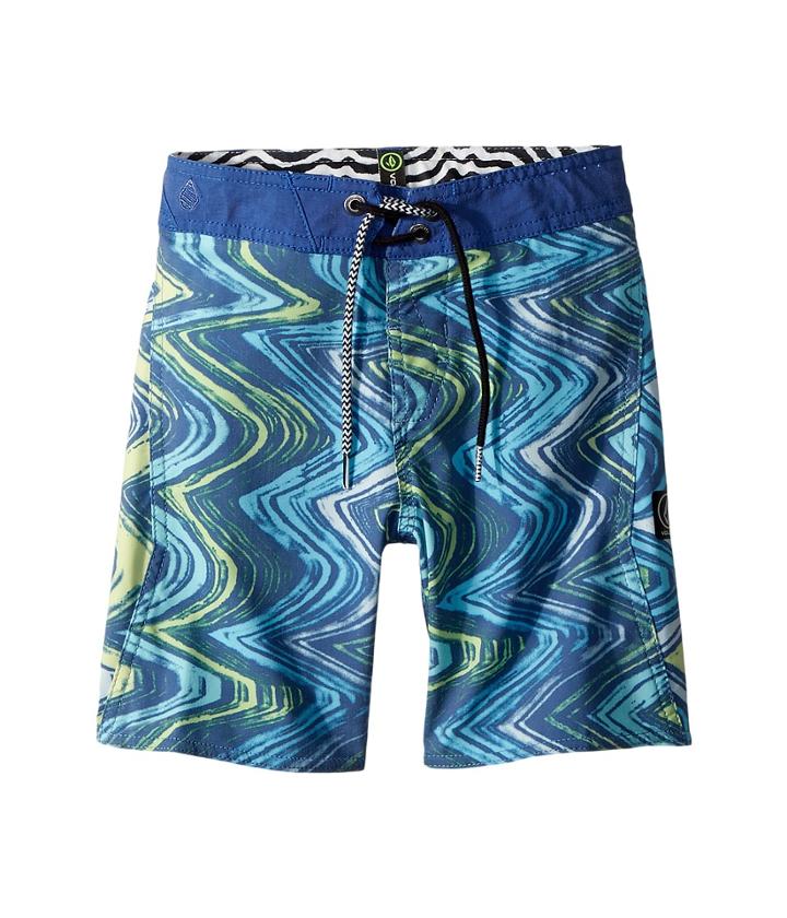 Volcom Kids Lo Fi Boardshorts (toddler/little Kids) (camper Blue) Boy's Swimwear