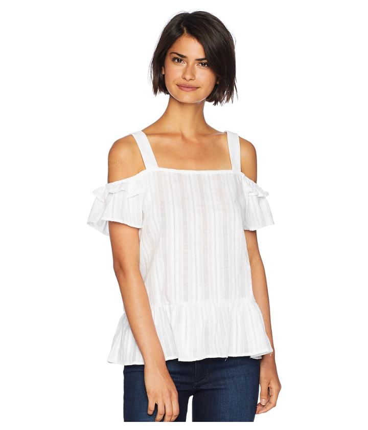 Bcbgeneration Ruffle Sleeve Top (optic White) Women's Short Sleeve Pullover