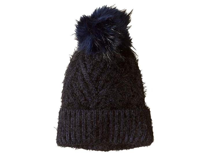 Echo Design Fuzzy Cable Hat With Pom (echo Navy) Cold Weather Hats