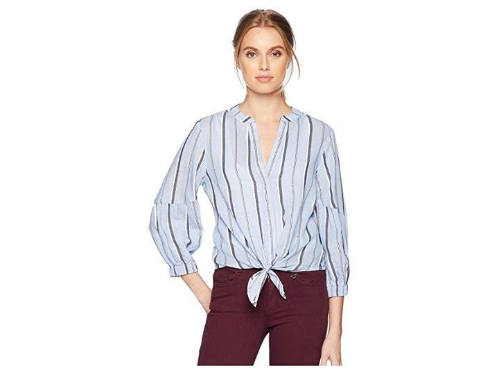 Michael Stars Stripe Shirting Tie Front Top (stream) Women's Clothing