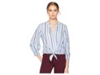 Michael Stars Stripe Shirting Tie Front Top (stream) Women's Clothing