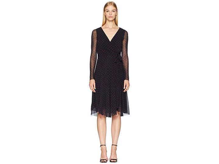 Fuzzi Long Sleeve Wrap Polka Dot (vino) Women's Dress