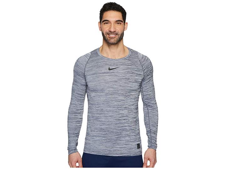 Nike Pro Heathered Long Sleeve Training Top (light Carbon/light Carbon/black) Men's Long Sleeve Pullover