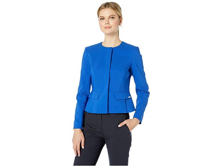 Calvin Klein Peplum Cotton Jacket (regatta) Women's Clothing