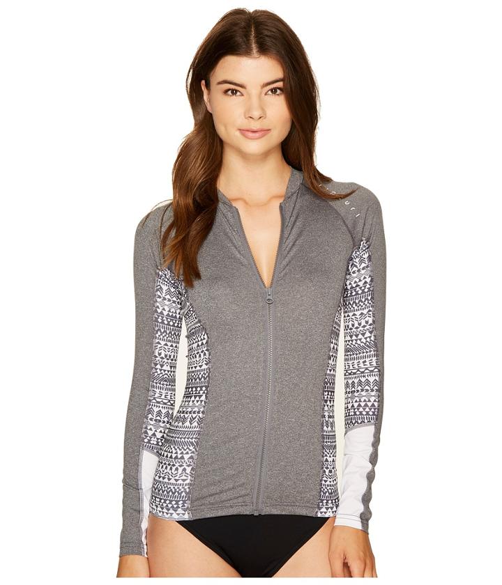 Rip Curl Trestles Uv Tee Front Zip (charcoal) Women's Swimwear