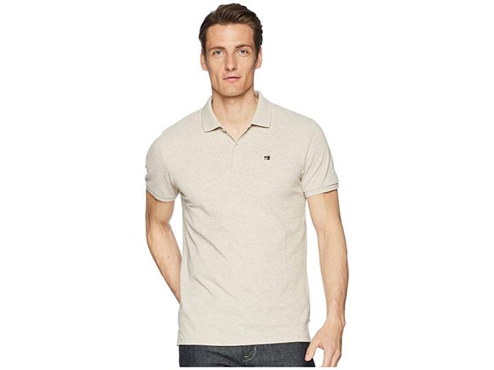 Scotch & Soda Classic Clean Pique Polo (stone Melange) Men's Short Sleeve Pullover