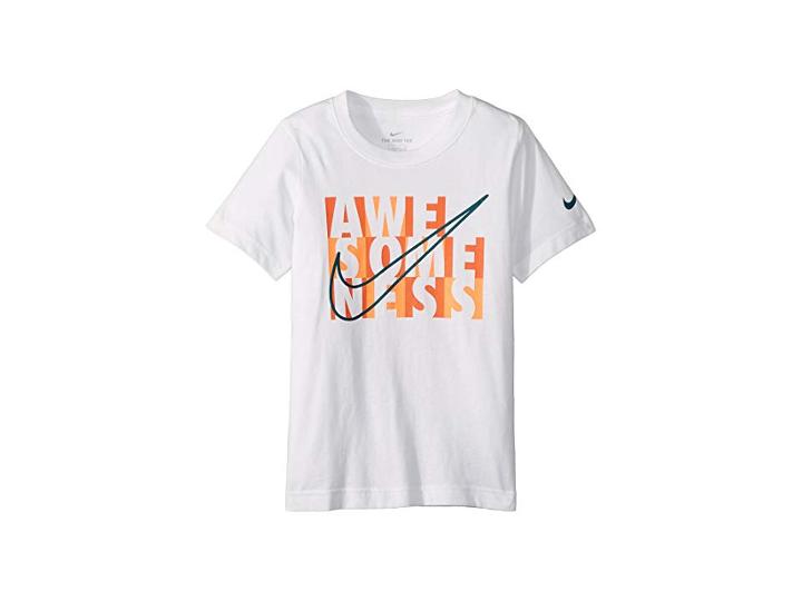 Nike Kids Awesomeness Blocks Short Sleeve Tee (little Kids) (white) Boy's T Shirt