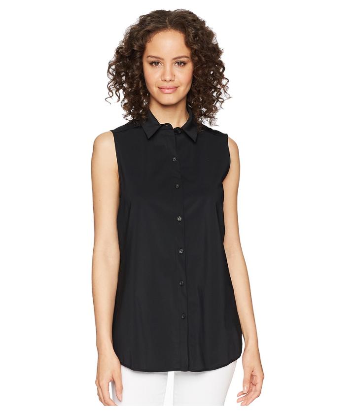 Lysse June Button Down Sleeveless Top (black) Women's Clothing