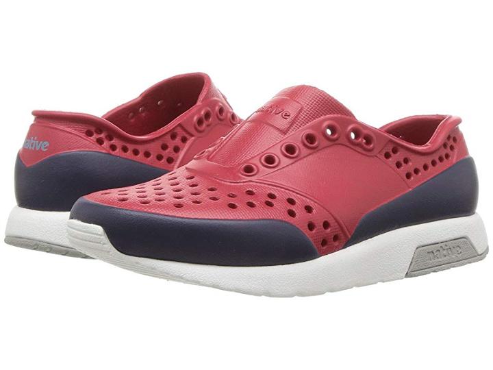 Native Kids Shoes Lennox Block (toddler/little Kid) (ski Patrol Red/shell White/pigeon Grey/regatta Blue) Kids Shoes