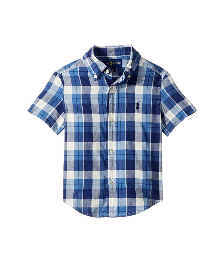 Polo Ralph Lauren Kids Cotton Madras Sport Shirt (toddler) (blue Multi) Boy's Clothing