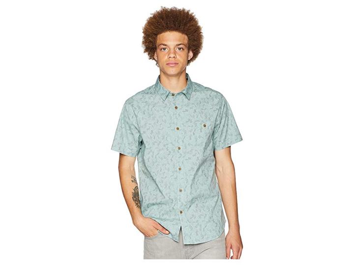 Vissla Testa Woven Top (aqua) Men's Short Sleeve Button Up